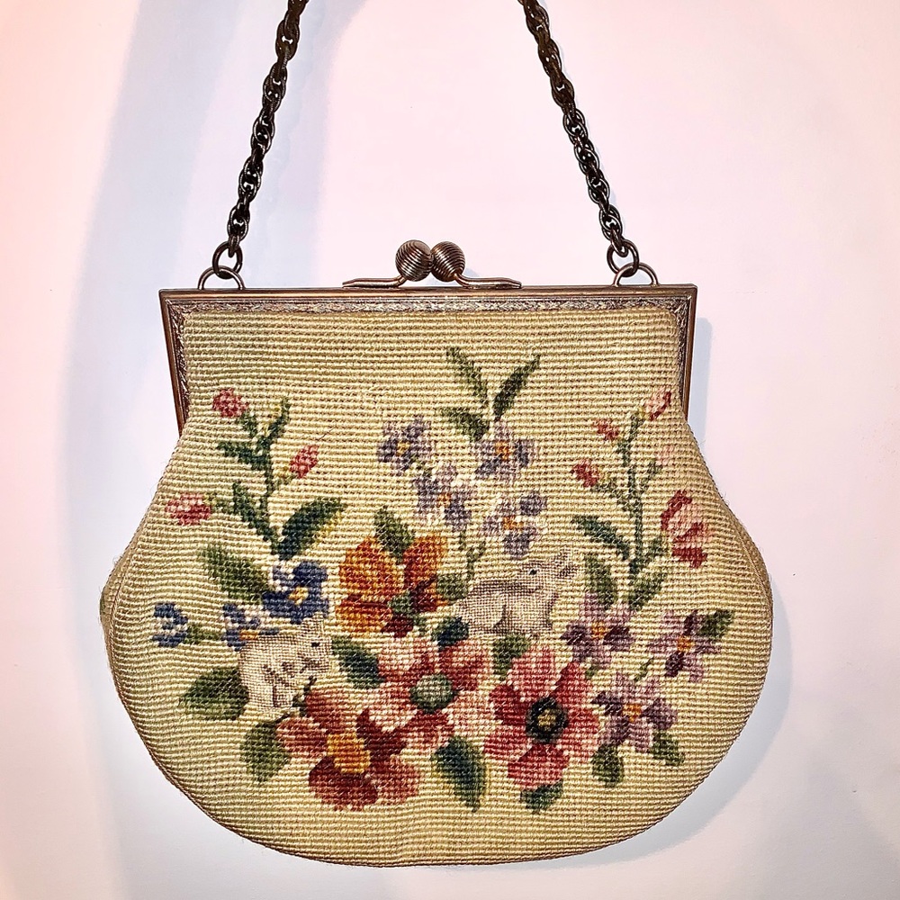 Beautiful Vintage 1950’s Needlepoint Purse